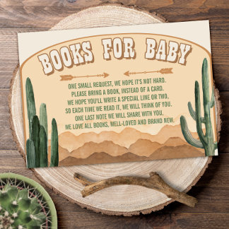 Boho Desert Cactus Westerne Cowboyboeken voor Baby Informatiekaartje