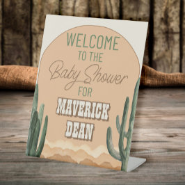 Boho Desert Cactus Zuidwest Baby shower Reclamebord Met Voetstuk