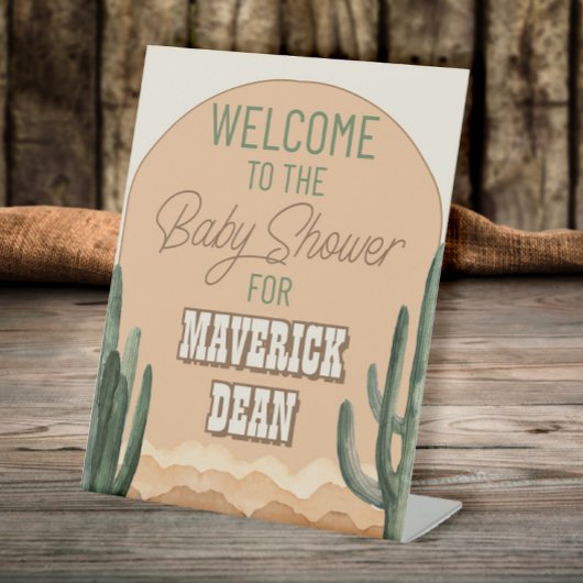 Boho Desert Cactus Zuidwest Baby shower Reclamebord Met Voetstuk