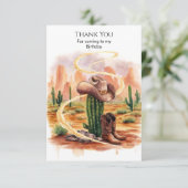 Boho Desert Cowboy Verjaardag Bedankkaart (Staand voorkant)