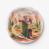 Boho Desert Cowboy Verjaardag Papieren Bordje (Voorkant)