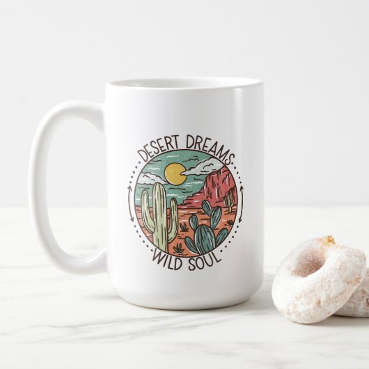 Boho "Desert Dreams" "Wild Soul" 15oz Koffie Mok (Met donut)
