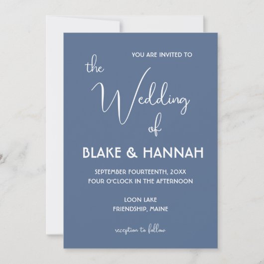 Boho Desert Dusty Blue Minimalist Wedding Kaart (Voorkant)