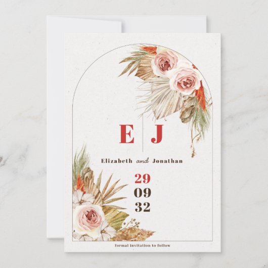 Boho desert floral Earth tint bruiloft Save The Date (Voorkant)