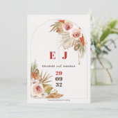 Boho desert florale Earth tones terracotta bruilof Save The Date (Staand voorkant)