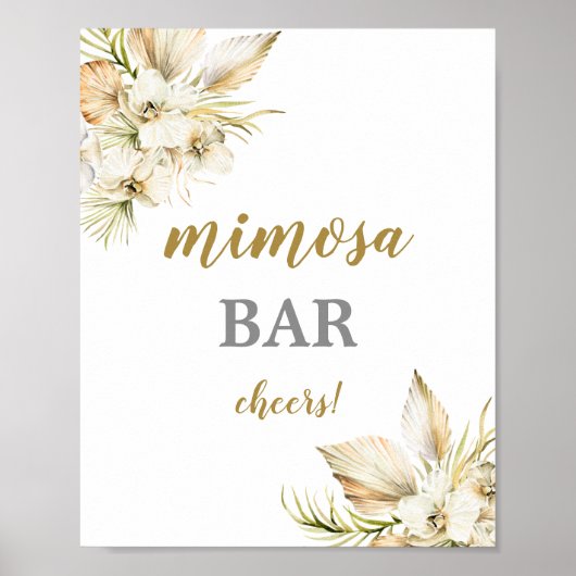 Boho Desert gedroogde palmen Mimosa Bar bord Poster (Voorkant)