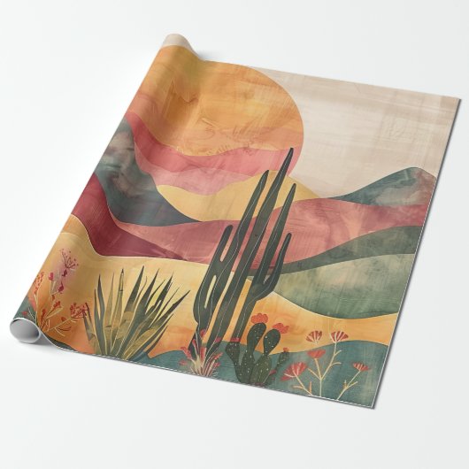 Boho Desert Landscape - Zuidwestelijke Natuur Cadeaupapier (Uitgerold)