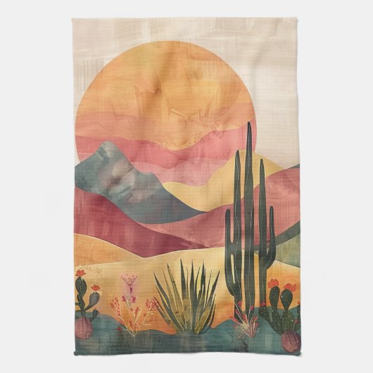 Boho Desert Landscape - Zuidwestelijke Natuur Theedoek (Verticaal)