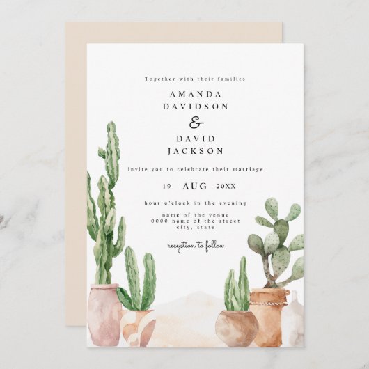 Boho Desert Mexicaanse Cactus Bohemian Chic Weddin Kaart (Voorkant / Achterkant)