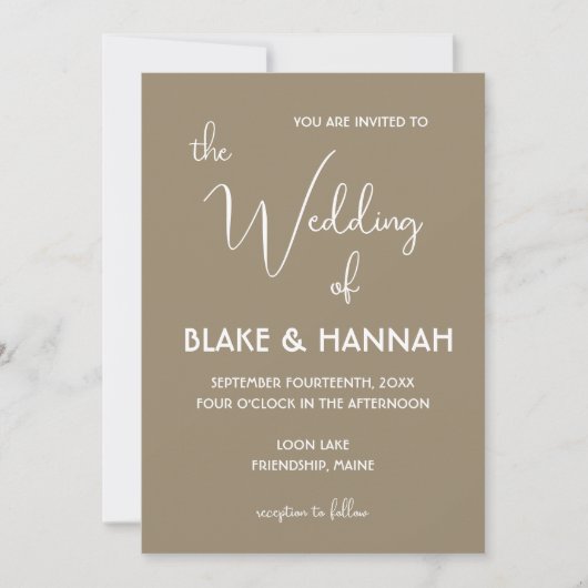 Boho Desert Minimalist Wedding Handgeschreven Font Kaart (Voorkant)