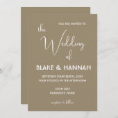 Boho Desert Minimalist Wedding Handgeschreven Font Kaart (Voorkant / Achterkant)
