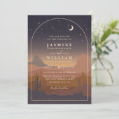 Boho Desert Moon Rusticale Elegante QR Code Trouwe Kaart (Staand voorkant)