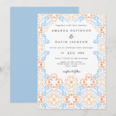 Boho Desert Morroccan Tiles Terracotta Wedding Kaart (Voorkant / Achterkant)