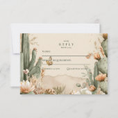 Boho Desert Mountain Cactus bruiloft RSVP Kaartje (Voorkant)