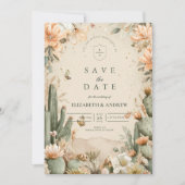 Boho Desert Mountain Cactus bruiloft Save The Date (Voorkant)