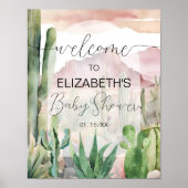 Boho Desert Natuur Cactus Baby shower Welkomstbord Poster (Voorkant)