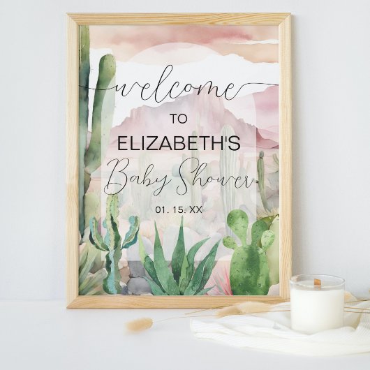 Boho Desert Natuur Cactus Baby shower Welkomstbord Poster