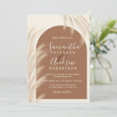 Boho desert pampas waterverf bruiloft kaart (Staand voorkant)