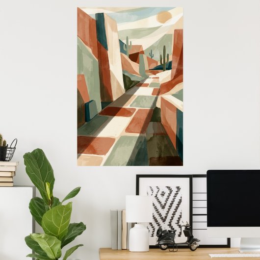 Boho Desert Pathway Sunset, Geometric Arches & Cac Poster (Thuiskantoor)