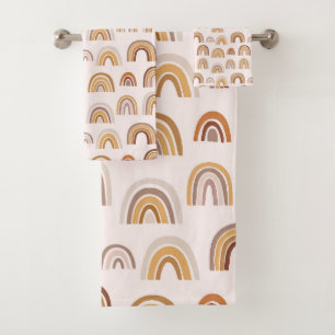 Boho Desert Rainbow Abstract Arch Pattern Taupe Bad Handdoek