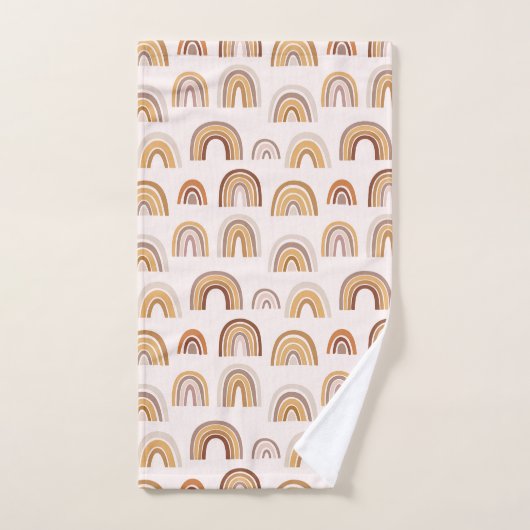 Boho Desert Rainbow Abstract Arch Pattern Taupe Bad Handdoek (Handdoek)