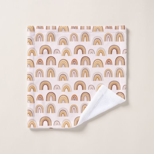 Boho Desert Rainbow Abstract Arch Pattern Taupe Bad Handdoek (Wasdoekje)