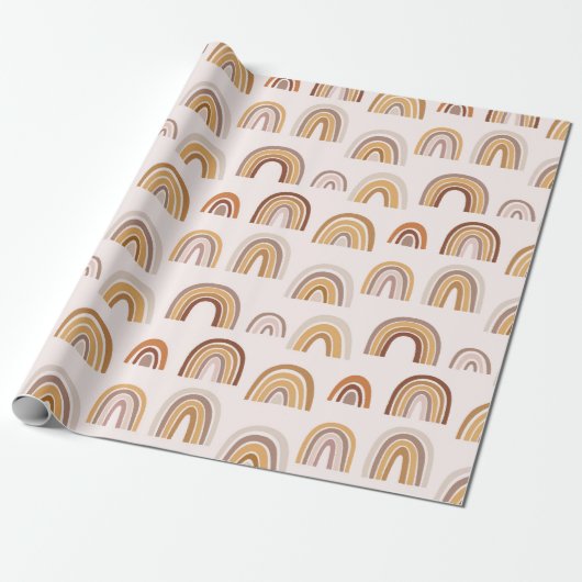 Boho Desert Rainbow Abstract Arch Pattern Taupe Cadeaupapier (Uitgerold)