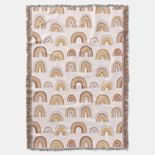 Boho Desert Rainbow Abstract Arch Pattern Taupe Deken (Voorkant Verticaal)