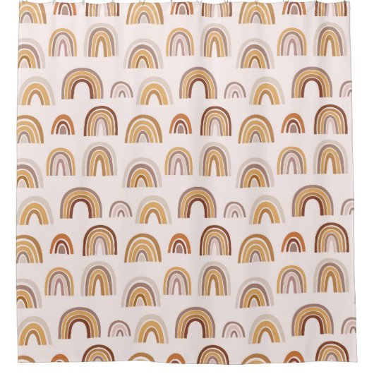 Boho Desert Rainbow Abstract Arch Pattern Taupe Douchegordijn (Voorkant)