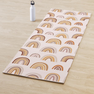 Boho Desert Rainbow Abstract Arch Pattern Taupe Yogamat