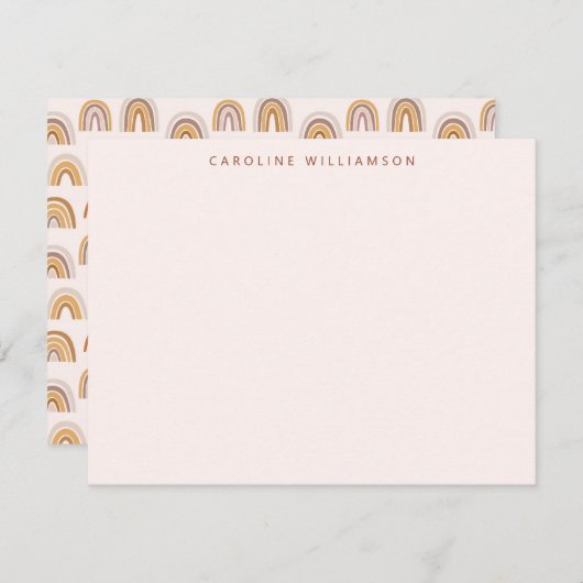 Boho Desert Rainbow Blush Personalized Stationery Notitiekaartje (Voorkant / Achterkant)