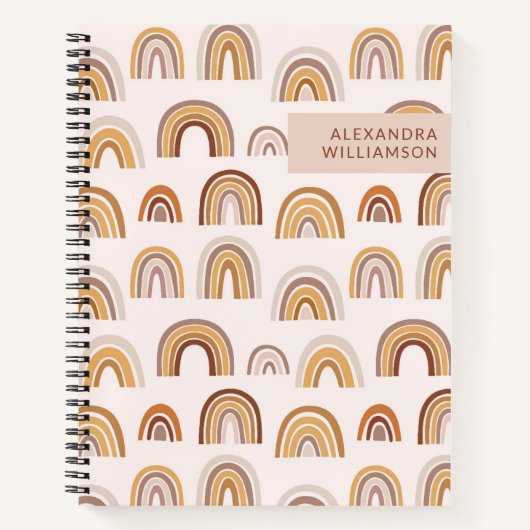 Boho Desert Rainbow in Neutrals Gepersonaliseerd Notitieboek (Voorkant)