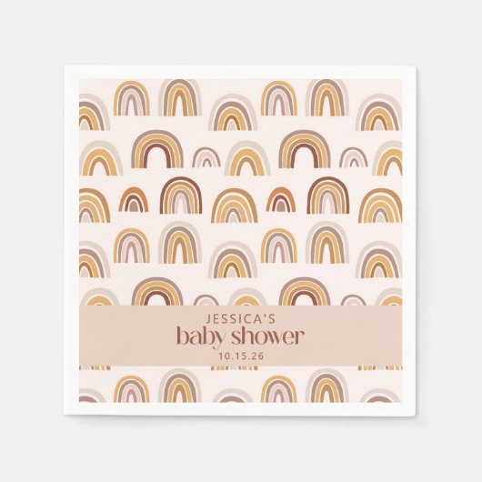 Boho Desert Rainbow Neutral Custom Baby shower Servet (Voorkant)