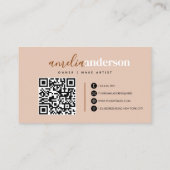 Boho Desert Roos Beige Script QR-code Visitekaartje (Achterkant)
