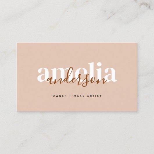 Boho Desert Roos Beige Script QR-code Visitekaartje (Voorkant)