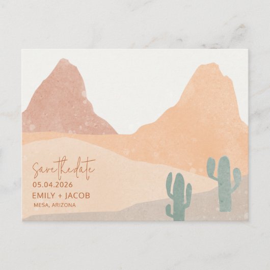 Boho Desert Rust Terracotta Bruiloft Save the Date Aankondigingskaart (Voorkant)