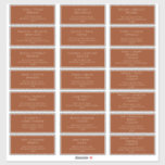 Boho Desert | Rust Wedding Guest Adresetiketten Sticker<br><div class="desc">Deze boho-woestijn | Roestende bruiloft adresetiketten zijn perfect voor je eenvoudige beige en terracotta moderne boho bruiloft. Het ontwerp is voorzien van formele shabby chic typografie. De blik zal goed gaan met om het even welk trouwseizoen: lente, zomer, herfst, of winter! Laat u alstublieft vrij om vragen te beantwoorden over...</div>