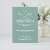Boho Desert Sage Green Minimal Wedding Details Kaart (Staand voorkant)
