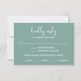 Boho Desert Sage Green Minimalist RSVP-kaart Kaart