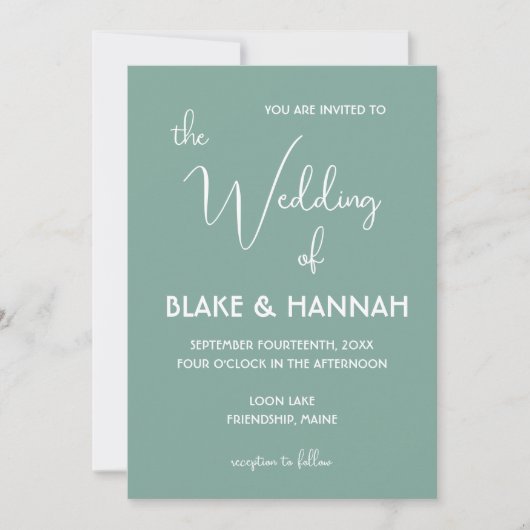 Boho Desert Sage Green Minimalist Wedding Kaart (Voorkant)