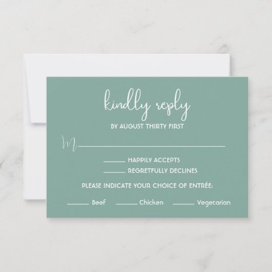 Boho Desert Sage Green Minimalistische RSVP Kaart (Voorkant)