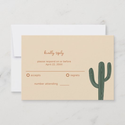 Boho Desert Simple Wedding RSVP Kaartje (Voorkant)