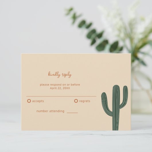 Boho Desert Simple Wedding RSVP Kaartje (Staand voorkant)