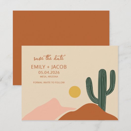 Boho Desert Simple Wedding Save the Date (Voorkant / Achterkant)