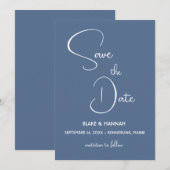 Boho Desert Stof Blauw Minimalistisch Save the Dat Kaart (Voorkant / Achterkant)