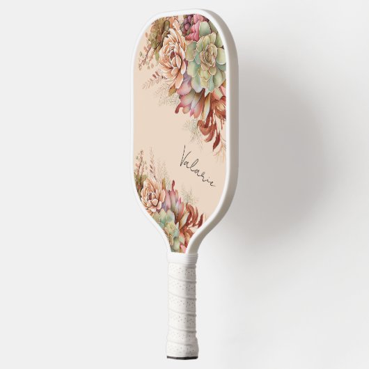 Boho Desert Succulent Cactus Monogram Pickleball Paddle (Links)