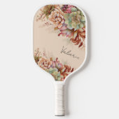 Boho Desert Succulent Cactus Monogram Pickleball Paddle (Voorkant)