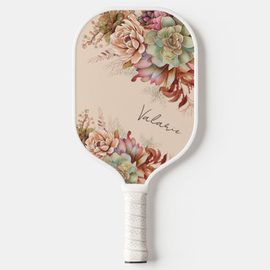 Boho Desert Succulent Cactus Monogram Pickleball Paddle (Voorkant)