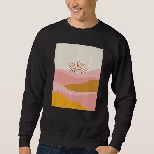 Boho Desert Sun Sunset Waves in Pink, Orange and C Trui (Voorkant)
