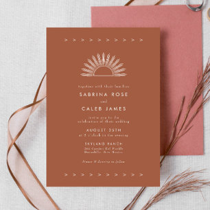 Boho Desert Sun verbrand Oranje Terracotta Wedding Kaart